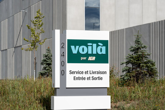 Montreal, Quebec, Canada - September 3, 2021: Voil&agrave; by IGA Automated distribution center in Montreal, Quebec, Canada. Voil&agrave; by IGA is a online grocery home delivery service.  