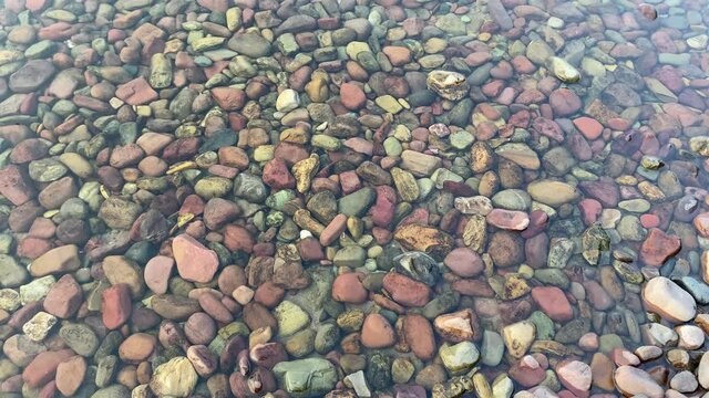 Pretty colored rocks in Glacier National Park at Lake McDonald