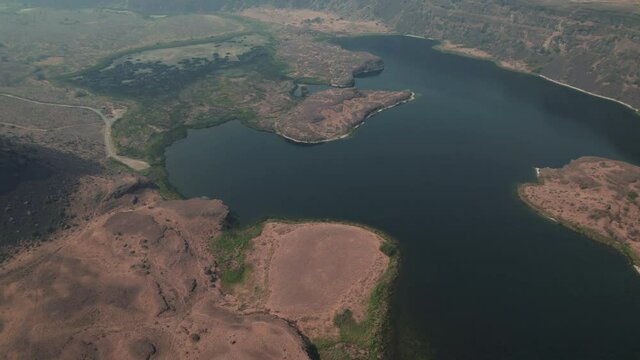 Stunning Floodland Aerial View at Dry Falls Desert Canyon in Washington State