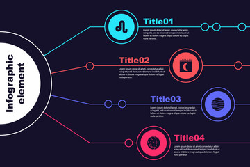 Set Leo zodiac, Moon phases calendar, Planet Jupiter and Eclipse of the sun. Business infographic template. Vector