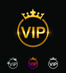 Golden VIP letters Vector Sign