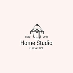 Home studio line logo template
