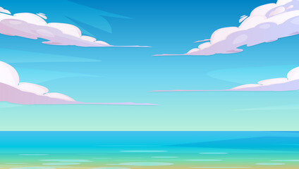 Obraz na płótnie Canvas Sea panorama, Tropical beach vector background. sunset background