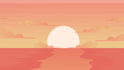 Sea panorama, Tropical beach vector background. sunset background