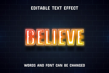 Believe text - neon style text effect