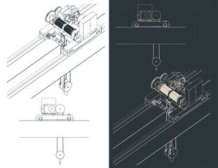 Double girder overhead crane electric chain hoist blueprints