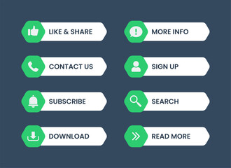 Flat design call to action button collection. Suitable for many purposes.