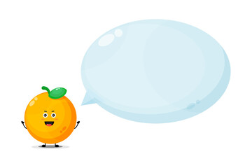 Cute orange character with bubble speech