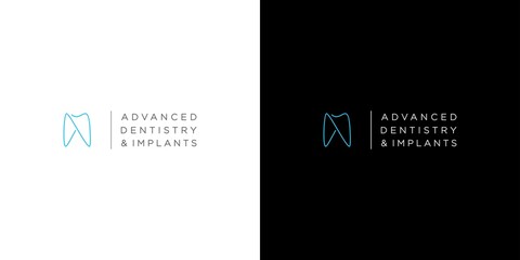 Modern and unique dental and dental implant logo design