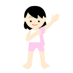 シャツパジャマの上を着替える女の子