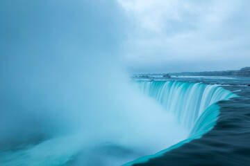 A stormy morning over the iconic Niagara Falls located on the boarder of the United States and Canada.