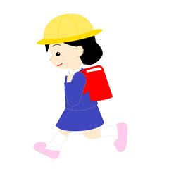 左へ向かって走る女の子