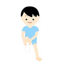 靴下をはく男の子