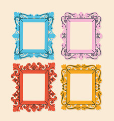 four colored frames