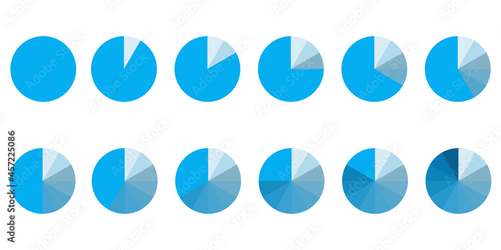 Poster chart icon. segment infographic. set with circle parts.white background. blue circle. vector illustr