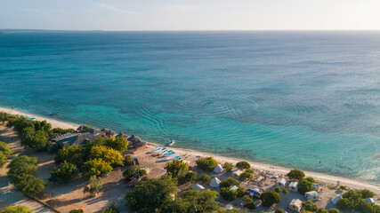 view of boats from the beach