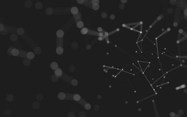 Abstract background. Molecules technology with polygonal shapes, connecting dots and lines. Connection structure. Big data visualization.