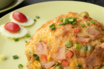 Thai-style ham and mixed vegetables omelet