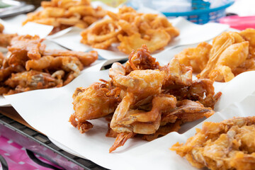fried small crab, Thai food