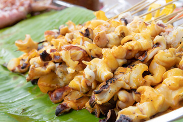 roasted squid skewers, Thai food
