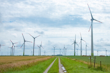 Fototapeta na wymiar Wind turbines for electric power production
