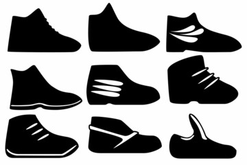 A set of nine sneaker silhouettes for games, websites, design, and more.
