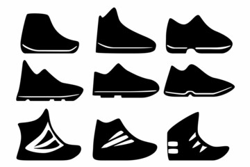 Fototapeta premium A set of nine sneaker silhouettes for games, websites, design, and more.