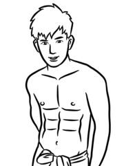 Fototapeta premium black and white cute man cartoon for coloring