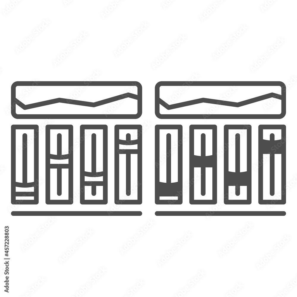 Poster equalizer, sound levels line and solid icon, sound design concept, audio control panel vector sign o