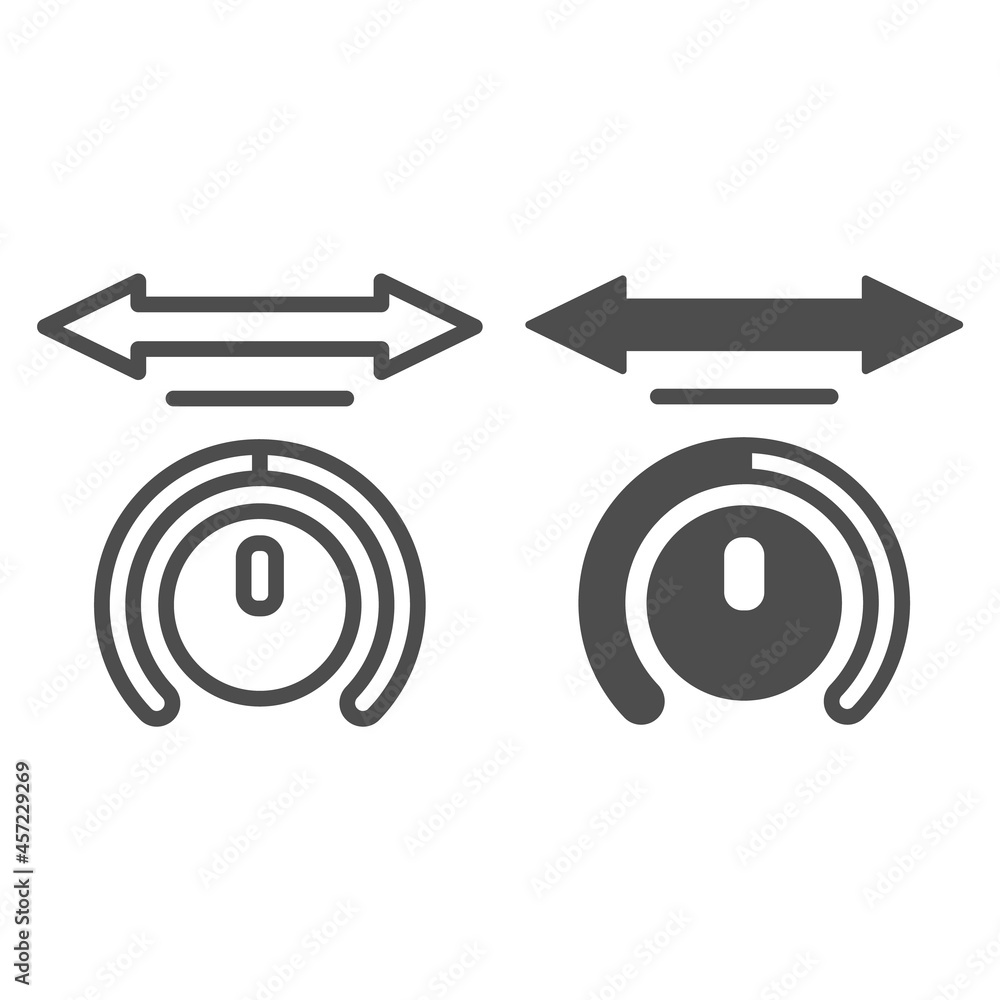 Poster sound balance with arrow line and solid icon, sound design concept, audio volume balance vector sign
