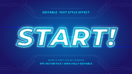 Start game editable 3d vector text style effect. Editable illustrator text style.