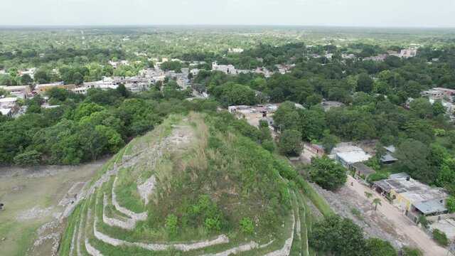 Drone view of Kinich Kakmo pyramid in izamal