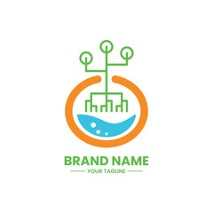 power nature logo. plant, water and power concept. combination, creative, flat and line style. suitable for logo, icon, symbol and sign. such as businesses in the field of herbs, health and nature