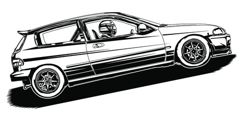 Racing car isolated on white background. abstract silhouette. line art. vector illustration.