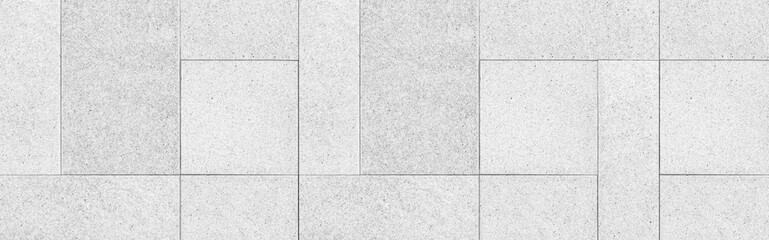 Panorama of White Granite Exterior Wall Tiles Pattern with Smooth Surface texture and background seamless - 457231681