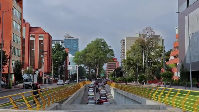 Traffic in a street of bogot&aacute; city 