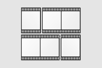 Black Film Strip For Photo Mockup. 3D Render.