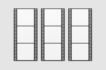 Black Film Strip For Photo Mockup. 3D Render.