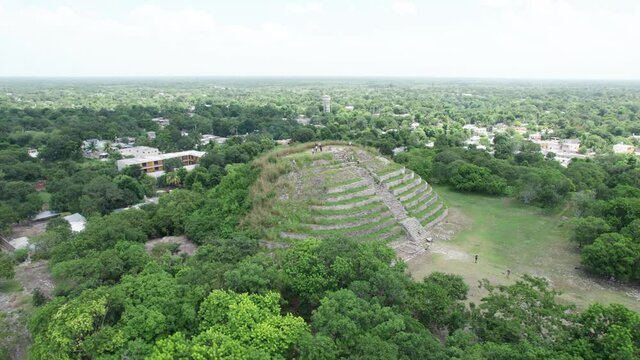 Drone View Izamal Kinich Kakmo Pyramid