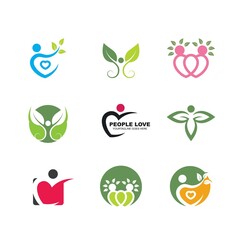 Healthy Life people leaf   vector icon concept