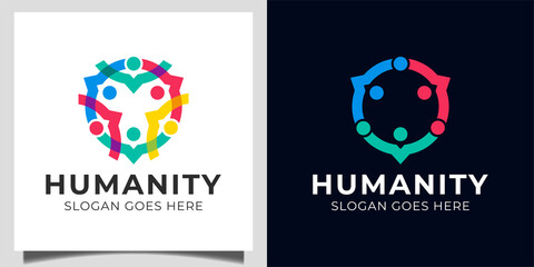 people family social group human community, people group teamwork, care together logo design