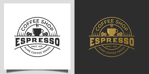 Fototapeta na wymiar Vintage retro logos and classic coffee shop badge emblem style design