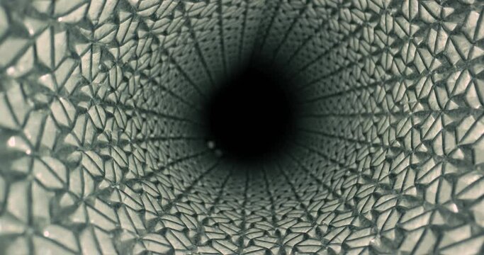 Futuristic looking metal grid tube pattern
