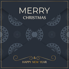 Festive Flyer Happy New Year in dark blue color with abstract blue ornament