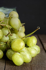Green Grapes on Black Background