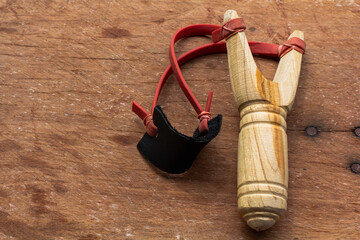 Catapult on the wood table