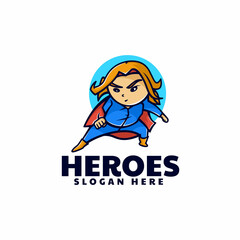 Vector Logo Illustration Hero Mascot Cartoon Style.