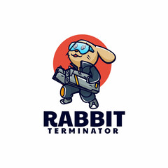 Vector Logo Illustration Rabbit Mascot Cartoon Style.