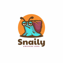 Vector Logo Illustration Snail Simple Mascot Style.