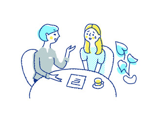 契約を迫るスタッフと困っている女性客